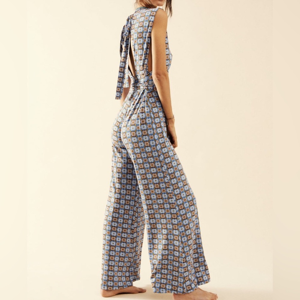 Free People Blue and Orange Patterned Jumpsuit - Picture 3 of 11